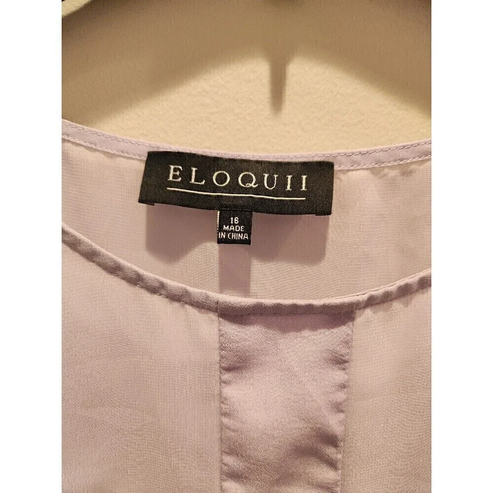 Eloquii Lavender Blouse Long Sleeve Mixed Media Lightweight Side Slits Euc - Picture 5 of 8